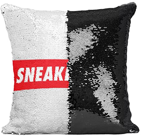 Fabulous Pailletten-Kissenbezug Schwarz Sneakerhead Roter Rahmen Streetwear Kollektion Schuhe Hobby Kicks Sneakers