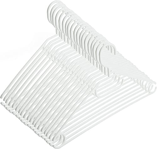 Kleiderbügel Weiß 50 Stück, Weiße Kleiderbügel mit drehbaren Haken, Kleiderbügel Weiß Kunststoff, Kleiderbügel Weiss ca. 41 cm, Kleiderbügel Weiß Plastik, Made in EU, 100% Recyclingmaterial