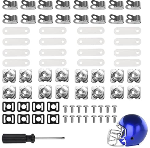 Kit de reparación de casco de fútbol, accesorios de reparación de casco de hockey, incluye clips de visera, tornillos, tuercas, juntas de goma, hebillas de casco con destornillador para hockey,