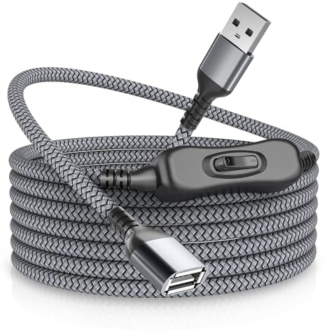 RUXELY USB On Off Switch Cable,USB-A Extension Cable Support Data and Power 1M,Type A Male to Female Charger Cord with Toggle for Fan,LED Lamp,LED Light Strips,Driving Recorder