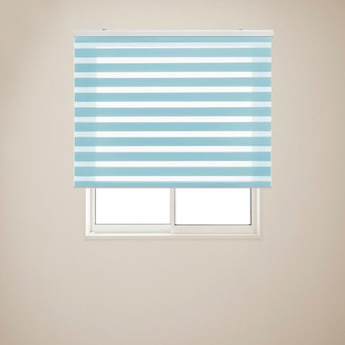 Duo Rollo ohne Bohren 110 x 350 cm Sonnenschutz & Sichtschutz Klemmrollo Seitenzugrollo inklusive Montagematerial für Fenster & Tür, Blau