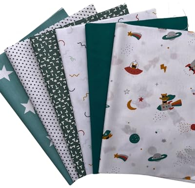 Stoffpaket Patchwork Baumwollstoffe 12 x (25x35cm) (Petrol Salbei Weiß)