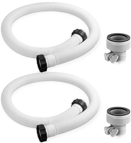 Poolschlauch 38mm, 2 Stück Schlauch Pool für Oberirdische Pools 150cm, Schwimmbadschlauch mit 2 Typ B Schlauchadaptern, Pool Ersatzschlauch, Pool Schlauch Zubehör für intex, Filterpumpe