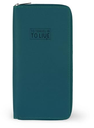 Legami - Portadocumenti da Viaggio Blu Petrolio, Organizzatore per Viaggi Porta Passaporto Carta d'Identità, Rfid Blocking, 4 Tasche Grandi, 7 Tasche Piccole, Chiusura a Zip, 11 x 24 x 3 cm