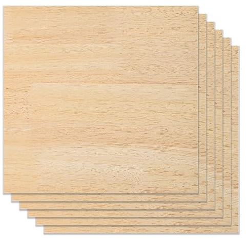 ATOMSTACK - Madera contrachapada empalmada de madera de goma, 6 piezas de 30 x 30 cm, hojas de madera contrachapada sin terminar para grabado láser, corte CNC, manualidades, pintura