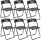 Baroni Home Silla Plegable con Estructura de Acero y PVC, Asiento Plegable Que Ahorra Espacio con Pies y Asa, para Viaje, Cocina, Salón, Dormitorio, 74x43x49 cm, 6 Unidades, Negro