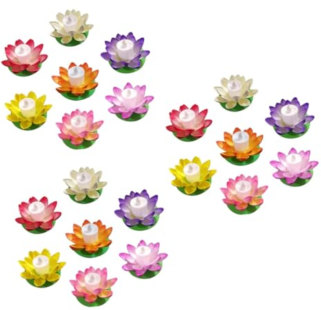 Alipis 21 STK Lotuslicht geführt dekorative Kerze Lilien sicherheitslicht safelight weihnachtsdeko die Weihnachtskerze Pooldekorationen Lotus- scheinen LED Boje schmücken
