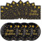 EVYIENEN 50PCS Happy Birthday Black Gold Paper Plates & Napkins Set, 25x7in Plates & 25x6.5in Napkins - Disposable Party Supplies for Wedding, Birthday, Graduation, Christmas