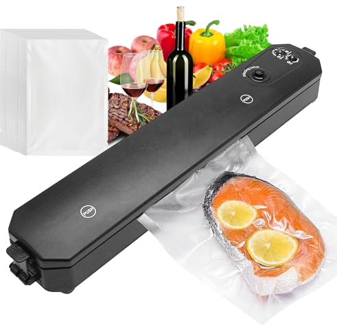 Vakuumiergerät: Vakuumierer, Folienschweißgerät, Inkl. 100 Vakuumierbeutel, Vacuum Sealer, Lebensmittel Bleiben bis zu 8x Länger Frisch, Einschweissgerät Vakuum Maschine für Lebensmittel