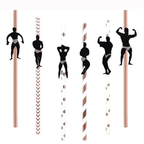 Pajitas de Papel, Pajas Decoración de Cóctel 30 Pack 19.7CM 3D Hombre Muscular Pajitas Fiesta de Decoración para Cocktail Bebidas Tropicales Fiesta de Cumpleaños Celebración Bodas