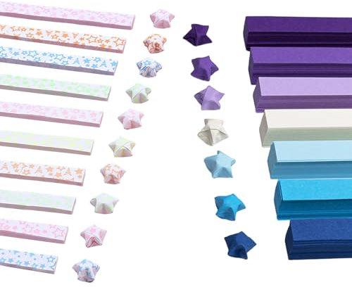 960 Stück Stern-Origami, Leuchtende Origami-Streifen, Glücksstern-Origami, Blaue Und Violette Stern-Papierstreifen Mit Farbverlauf, Stern-Deko-Papierstreifen, DIY-Bastelarbeiten