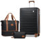 Joyway Großer Koffer Hartschalen-Koffer Set mit 4 Rollen leichtes Reisekoffer Set mit TSA-Schloss aus ABS-Hartschale Der Koffer Enthält 1 Tragetasche und 1 Kulturbeutel Schwarz