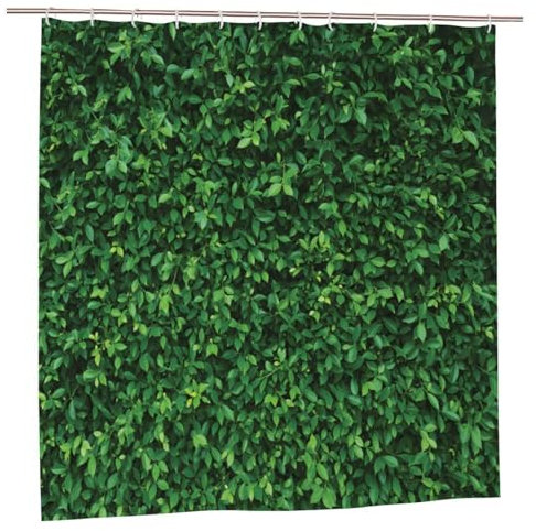 Newhomestyle Tenda da doccia a tema giardino con foglie verdi, ad asciugatura rapida, impermeabile, decorazione da giardino per esterni, tenda da bagno estiva con 12 ganci, 180 x 180 cm