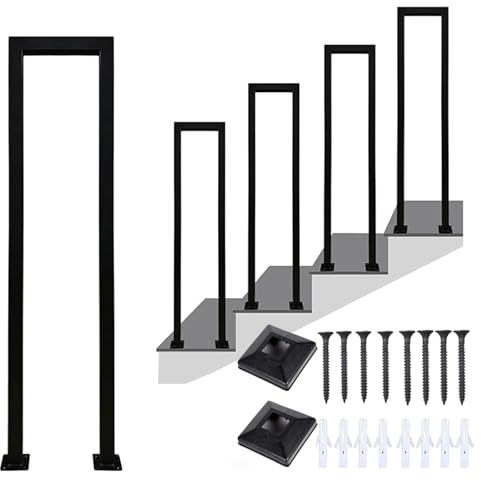 Treppengeländer Innen, Geländer treppe, Handlauf treppe, U Förmiger Geländer, Treppengeländer Außen, Handlauf Schwarz, TreppengeläNder, für Balkone Flure Wohnungen Villen (U-Schwarz, 100CM)