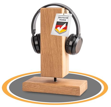 HENK Kopfhörerständer aus massivem Eichenholz – Stilvolle Halterung für Schreibtisch, Universell kompatibler Headset-Ständer für Sennheiser, Bose, Beats, Razer, AKG, AirPods Max, Sony PS5 usw.