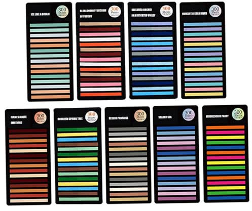 9 Packs farbenfrohe Sticky Index Tabs Highlight Strips Mini Transzulente Seitenmarkierungen Hinweis Registerkarten 2700 Blätter für Buchlese -Schulversorgung