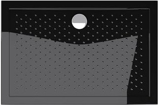 doporro Piatto Doccia Rettangolare 80x120x4 cm con Superficie Antiscivolo | Colore Nero, Installazione a Filo Pavimento o in Appoggio, Installazione in Appoggio o a Filo, Piletta di Scarico Non Inclusa