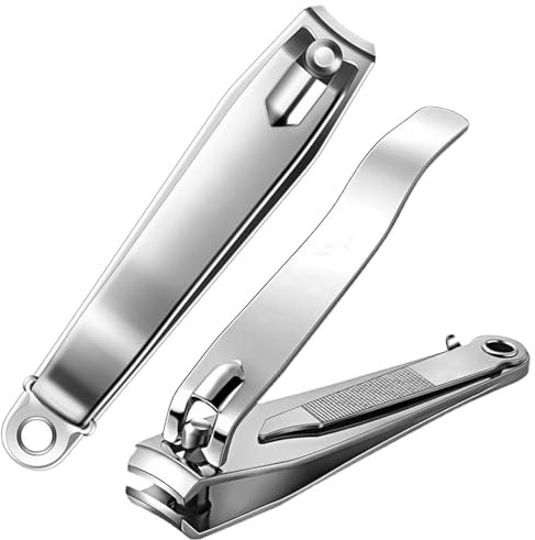 2 Pack Nail Clippers, Stainless Steel Nail Cutters for Thick Nails, Toenails Clippers with Built-in Nail File.