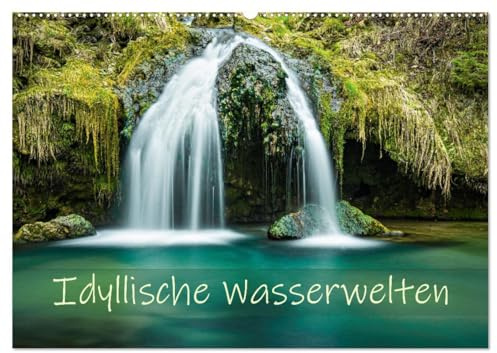 Idyllische Wasserwelten (Wandkalender 2026 DIN A2 quer), CALVENDO Monatskalender: Wasserfälle üben eine besondere Faszination aus. (CALVENDO Natur)