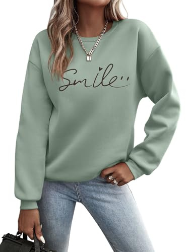Minetom Pullover Damen Herbst Winter Sweatshirt Rundhals Langarm Pulli Frauen Oberteil Sweatshirts ohne Kapuze