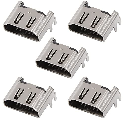 EOJDDPA HDMI-Anschluss-Anschlussbuchse, 5 Stück, hochauflösende Aluminiumlegierung, langlebiger Schnittstellen-Ersatz für 1000 1100 1200-Modelle, Silber