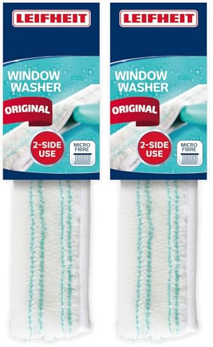 Leifheit Window Washer M Replacement Cover, Window Cleaner Tool with Double Window Cleaning Power, 26 cm Window Cleaner Also for Large Windows (Pack of 2)