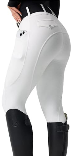 FitsT4 Sports Pantaloni da equitazione da donna, a vita alta, con tasche