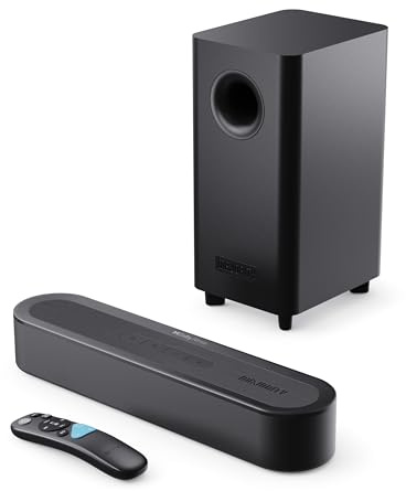Majority Bowfell Axis Atmos 200W Soundbar per TV con Subwoofer Senza Fili | 2.1 Dolby Atmos Home Theater Altoparlanti | Sound bar PC Bluetooth 5.3 | Home Cinema Soundbar HDMI eARC