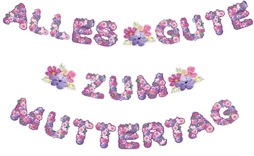 Muttertag Dekoration, Alles Liebe zum Muttertag Hängende Girlande, Banner zum Muttertag Dekoration, Blumenstil Hängende Deko Girlande, Muttertagsdekoration für Mama Geburtstag Deko