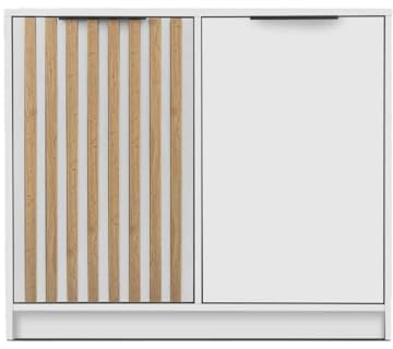 Masseno Kommode Garen 94 cm Sideboard mit Schubladen und 2 Türen für Wohnzimmer Schlafzimmer Modern 94x41x82 cm Weiß