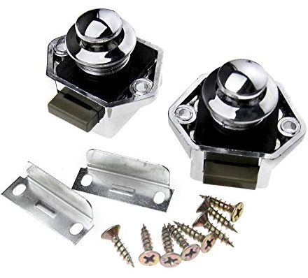 2 x Chrome Push Button Catch Door Lock 17-25mm For Boat Horsebox Camper Van