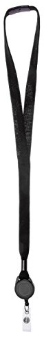 Karteo Schlüsselband mit Ausweis Jojo schwarz [1 Stück] Lanyard mit Sicherheitsverschluss und Ausweishalter ausziehbar mit Vinylstrap für Kartenhalter Ausweise Karten