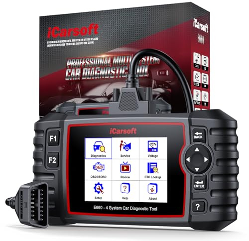 iCarsoft E660 OBD2 Scanner, Car Diagnostic Tool for Engine ABS SRS Transmission, Code Reader with 6 Maintenance Services, Oil/EPB/BMS/ETC/SAS/TPMS Reset, Battery Test, Lifetime No Charge Update