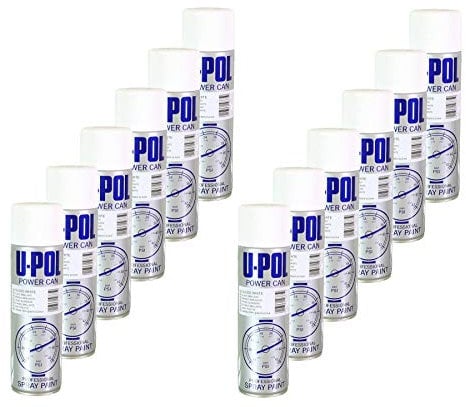 UPOL U-pol Power Can GLOSS WHITE Paint 500ml Aerosol x 12 Powercan PCGW