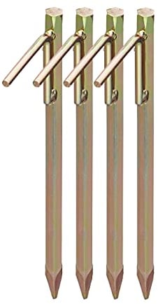 Relaxdays 10025528 Piquets de Fixation Sol XL, Lot de 4, Acier galvanisé, Sardines Tente, bâche, tonnelle, 30,5 cm de Haut, doré, Or, 4 x