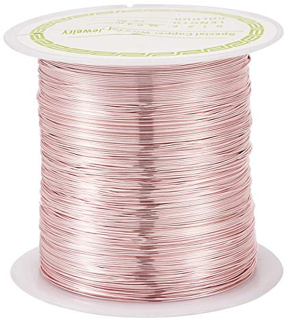 PandaHall Kupferdraht, anlaufgeschützt, 0,6 m, 0,8 mm, für Schmuckherstellung (Roségold)