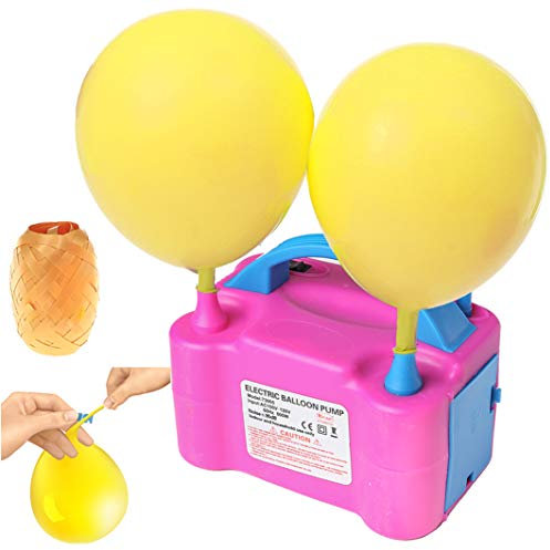 WEENOO Dual Nozzles Balloon Pump Electric Fast Air Inflator Tank Blower with Balloon Ties and Ribbon for Massive Balloon Decoration