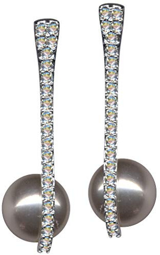 Jugendstil Design Ohrringe Art Deco weiß Perle Art Nouveau Silber 925 Zirkonia Kristalle Strass Sterlingsilber 925er Liebe Symbol Motiv Stil Objekt weiss extravagant gut transparent 58027