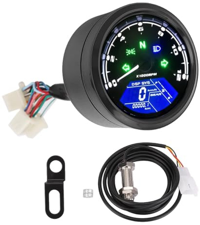 Yctze Motorrad Multifunktionsdisplay Wasserdichter Anti-Vibrations-Digital-LCD-Tachometer Kilometerzähler für Motorrad mit Abe Digitaler Tacho Motorrad