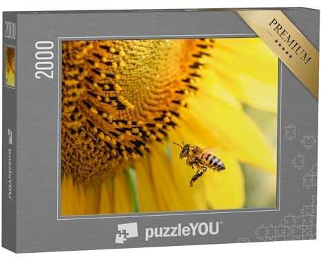 puzzleYOU: Puzzle 2000 Teile „Honigbiene bestäubt Sonnenblumenpflanze“ – aus der Puzzle-Kollektion Bienen