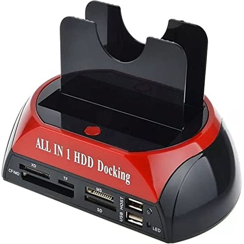 Retoo Festplatten Docking Station USB 2.0, Dockingstation für SATA IDE 2,5 Zoll & 3,5 Zoll HDD SSD SATA, Dualschacht, Offline Klon, Klonfunktion Konverter Adapter, Festplatten-Dockingstation
