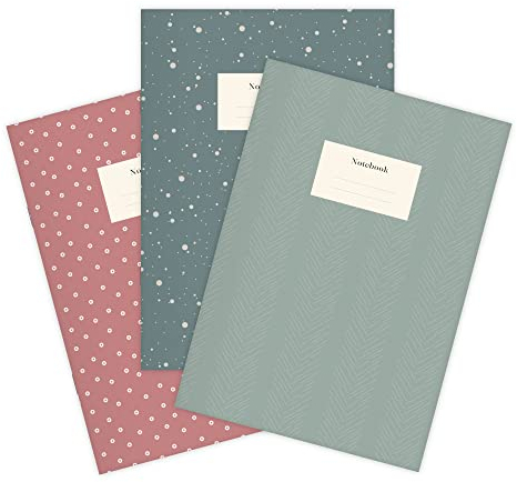etmamu 158 3er-Set Notizhefte A5 | Dots & Chevrons, 32 Blatt Punktraster