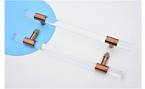 Heavy Duty Commercial Sliding Barn Door Handle Pull, 60/80/100/120 cm hoch Acryl-Innen-Außen-Türgriffe, Rücken-an-Rücken-Modell (Color : Gold, Size : 150cm/59in) (Rose Gold 120cm/47.2