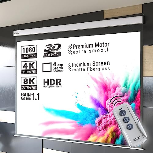 Pantera | Motor-Leinwand | 134 Zoll | 240 x 240 cm | 1:1 | Premium Rohrmotor | 4K/8K Ultra HDR 3D | Elektrische Beamer Leinwand | Projektions-Bildschirm | Projektor Leinwand | Knitterfest