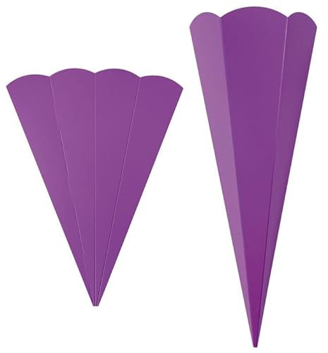 PAINT IT EASY NEU 5er Pack Geschwister-Schultüte Rohling mit Steckverschluß, Stabiler Karton 400g/qm, 6-eckig, 41 cm, Lila