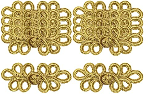 MagiDeal 10 Paar Chinesische Knoten Froschknöpfe Nähen Verschluss Verschlüsse Umhang Outfit Mantel, Gold