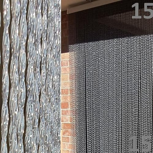 BricoShopping® Mod.C Rideau moustiquaire à Fils en PVC réglable pour Porte fenêtre extérieure, entrée Balcon Camping-Car à Fil Anti-Mouches ombrage, Fabriqué en Italie (120x230, 15 FUMÉE Glitter)