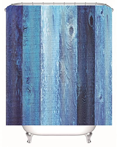 Whoiy Duschvorhang 90X180 Blau, Duschrollo Anti Schimmel Polyester Duschvorhänge Vertikale Planke Waschbar Wasserdicht