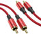 MOSWAG RCA Stereo Cable, 2RCA Male to 2RCA Male, 32.8FT/10M, Gold Plated Nylon Braided for Home Theater, Audio, HDTV, Car Stereo, Speakers