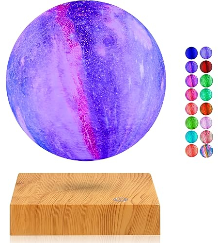 DIDWI Schwebende Mond-Lampe, Magnetische schwebende Spinning Moon LED Schreibtischlampen mit 16 Farben Modi Nacht Lichter Galaxy Licht für Haus Büro Party Dekoration